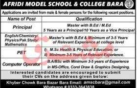 Afridi Model School & College Bara Jobs 2021