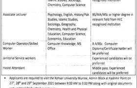 Jobs in Kohsar University Murree 2021