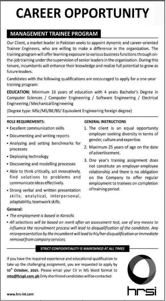 Management Trainee Program At Karachi 2021 Latest Jobs In Pakistan