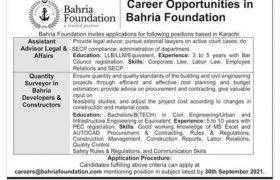 Jobs in Bahria Foundation Karachi 2021