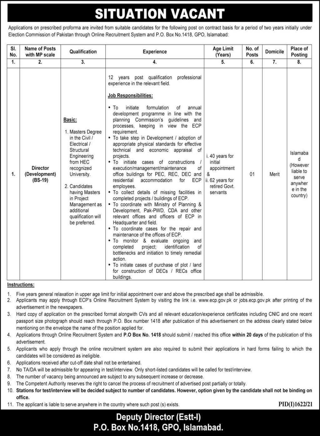 Jobs in Election Commission of Pakistan 2021