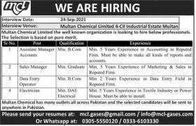Jobs in Multan Chemical Limited 2021