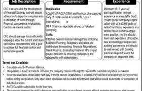 CFO Required in Karachi 2021
