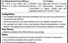 Jobs in Fazaia Degree College Rafiqui 2021
