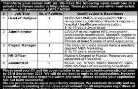 Private Healthcare Sector Jobs in Mirpurkhas 2021