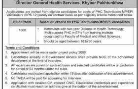 Multiple Jobs in KPK Health Services 2021