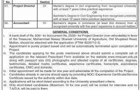 Jobs in MNS University of Agriculture Multan 2021
