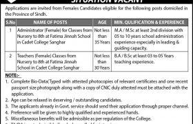 Jobs in Cadet College Sanghar 2021