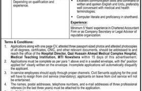 Jobs in MTI Nowshehra 2021