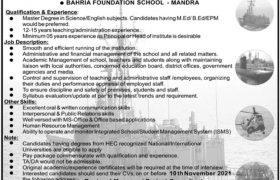 Jobs in Bahria Foundation School Mandra 2021