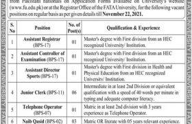 Jobs in FATA University Kohat 2021