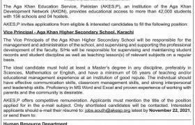 Aga Khan Education Services Jobs 2021