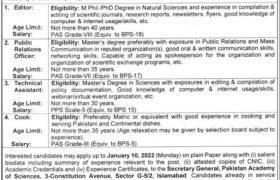Pakistan Academy of Sciences Jobs 2021