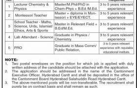 Jobs in Cantonment Board Hyderabad 2021