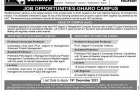 Jobs in SZABIST Gharo Campus 2021