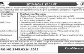 Non-Government Organization Quetta Jobs 2022