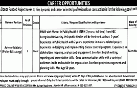 Donor Funded Project Jobs in Islamabad 2022