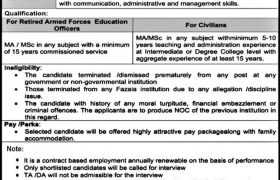 Jobs in Fazaia College PAF Base Mushaf 2022