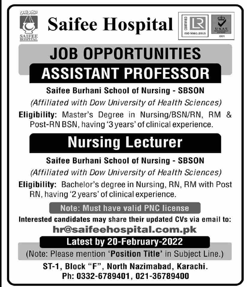 nursing job in karachi 2022