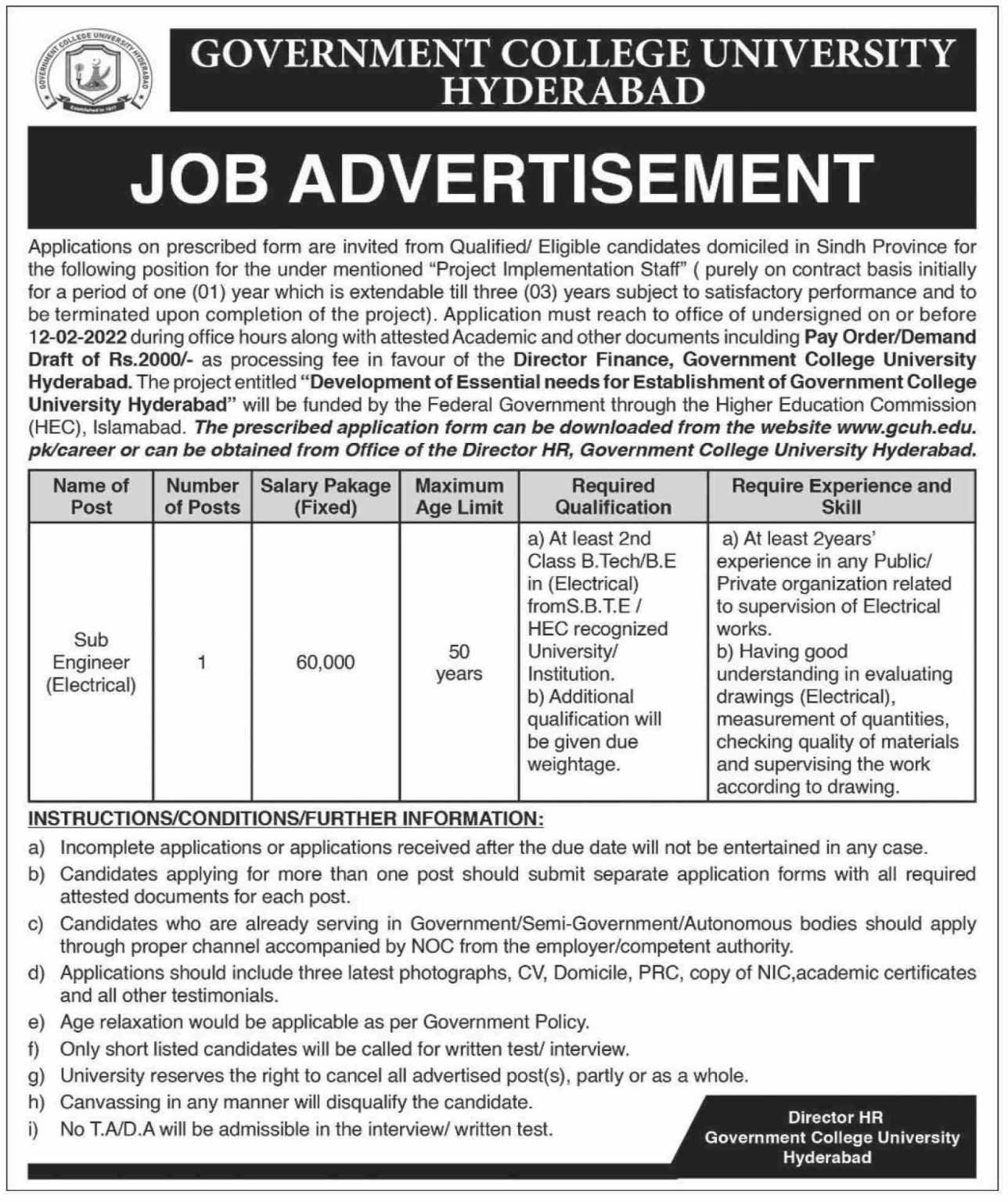 gc-university-hyderabad-jobs-2022-latest-jobs-in-pakistan