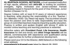 Al-Murtaza School Network Karachi Jobs 2022