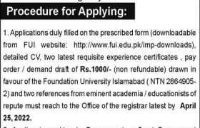 Jobs in Foundation University Islamabad 2022