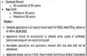 Jobs in PESSI Lahore 2022