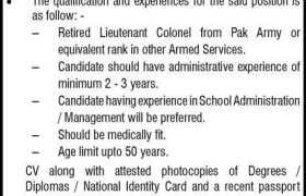 Jobs at APS Fort Road Rawalpindi 2022
