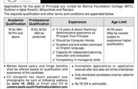 Jobs in Bahria Foundation College Sindh 2022