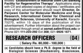 Research Jobs at ICCBS University of Karachi 2022