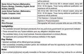 Jobs at Fazaia Degree College Faisal 2022