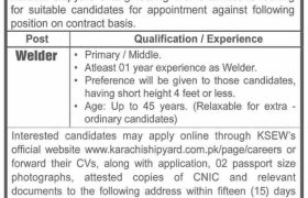 Welder Required at KSEWL Karachi 2022