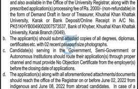 Jobs Vacant at Khushal Khan Khattak University 2022
