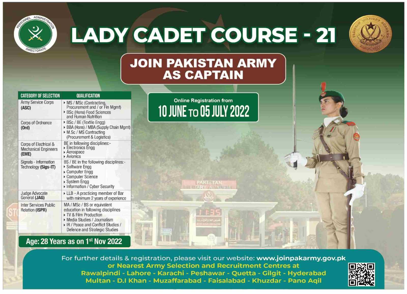 Pak Army Lady Cadet Jobs