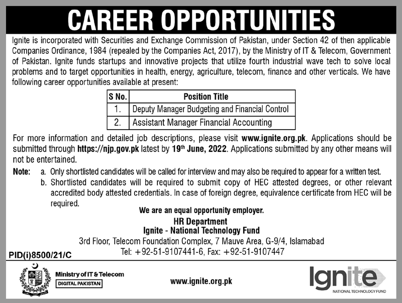 Ignite National Technology Fund Careers 2022
