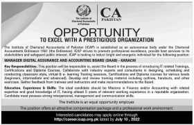 Manager Jobs in ICAP Karachi 2022