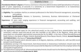 Positions at University of Chitral 2022