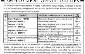Jobs at Sui Southern Gas Company Limited 2022
