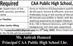 Jobs at CAA Public High School Lahore 2022
