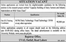 Jobs at UVAS Lahore 2022