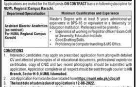 Jobs at NUML Regional Campus Karachi 2022
