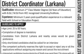 Jobs at Cluster Schools Larkana 2022