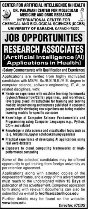 Research Associate Required at ICCBS 2022