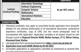 Jobs at NUML Multan Campus 2022