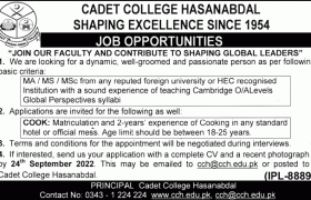 Posts Available at Cadet College Hassanabdal 2022