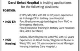 Darul Sehat Hospital Jobs 2022