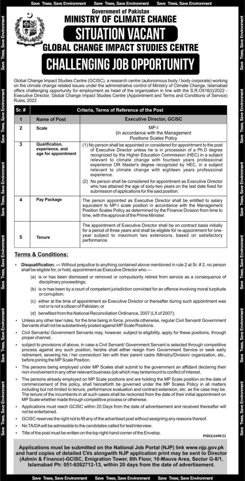 Jobs at GCISC Ministry of Climate Change 2022