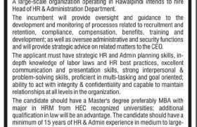 Head of HR & Administration Job 2022