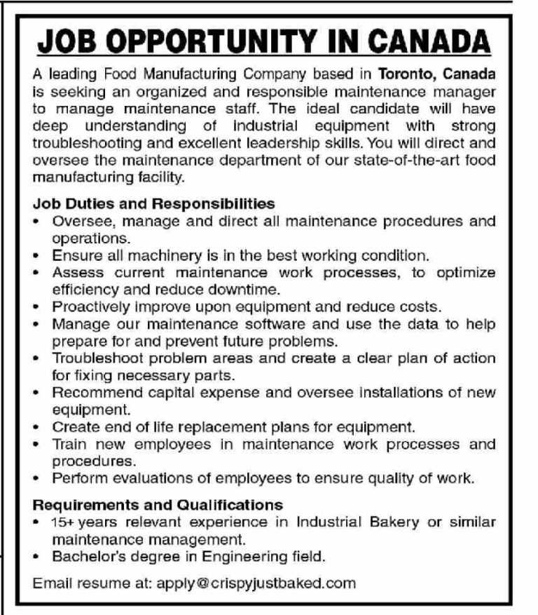 Jobs at Crispy Just Baked Canada 2022