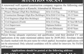 Construction Jobs in Karachi & Islamabad 2022